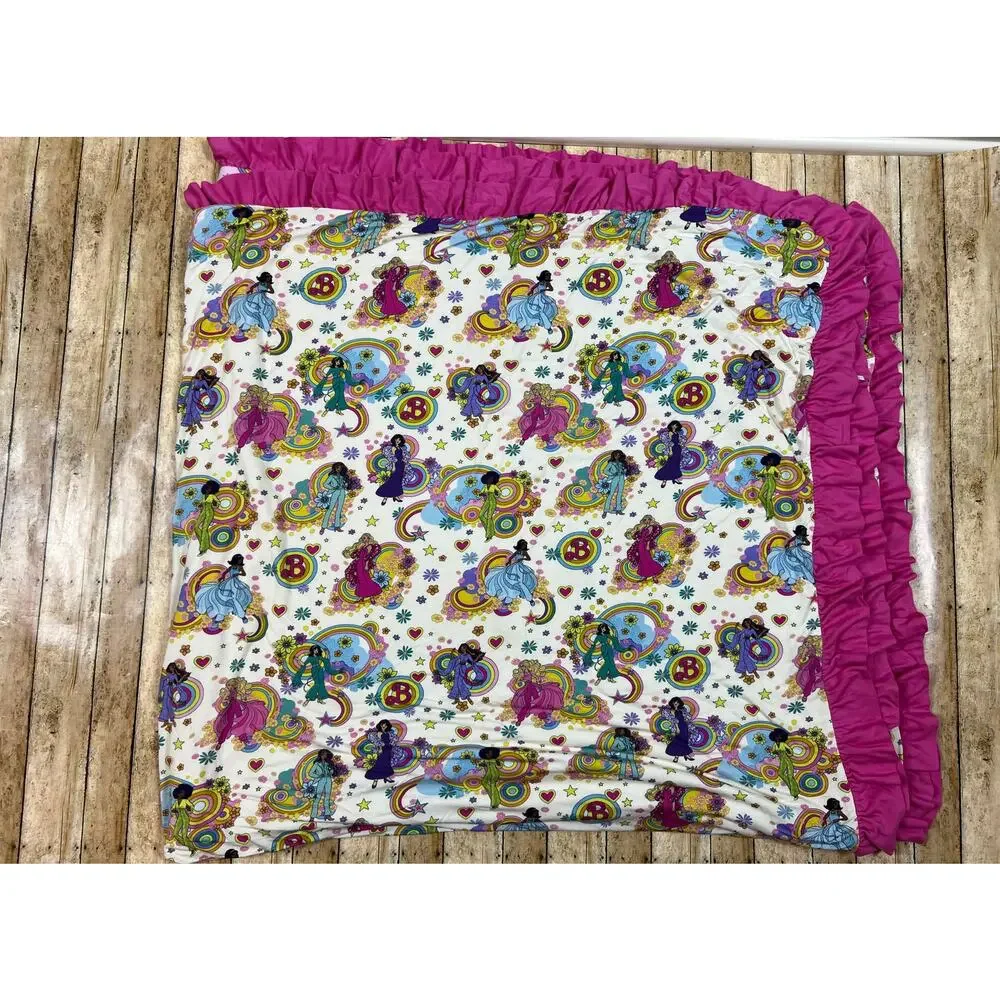 Posh Peanut Groovy Barbie Star Power Luxe Patoo Bamboo Blanket 60x60